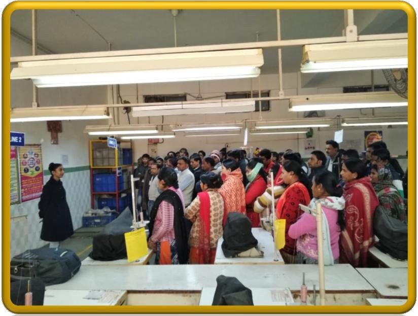 Factory floor production line worker briefing